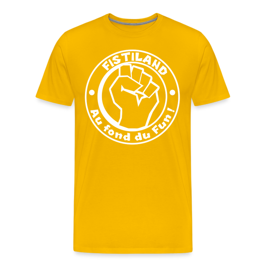 T-shirt Homme Jaune FISTILAND Logo Circulaire Blanc - jaune soleil