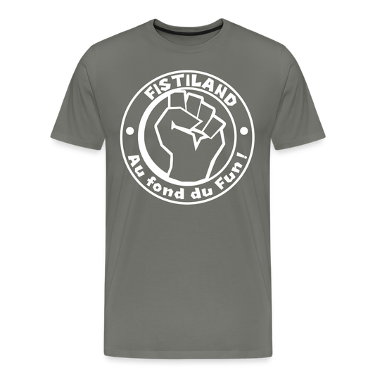 T-shirt Homme Gris FISTILAND Logo Circulaire Blanc - asphalte