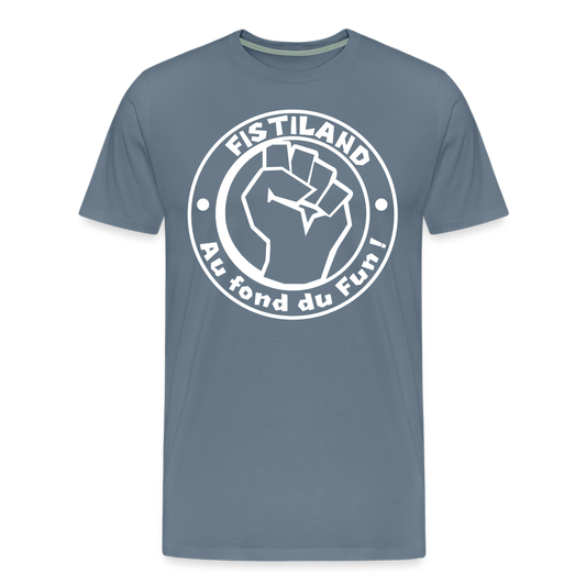 T-shirt Homme Gris Bleu FISTILAND Logo Circulaire Blanc - gris bleu