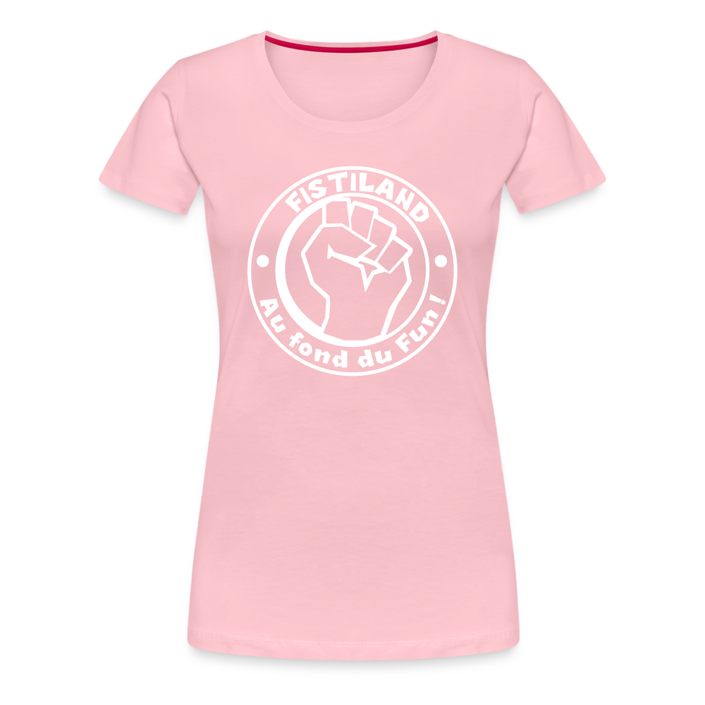 T-shirt Femme Rose FISTILAND Logo Circulaire Blanc - rose liberty