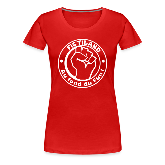 T-shirt Femme Rouge FISTILAND Logo Circulaire Blanc - rouge