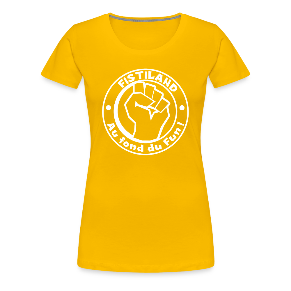 T-shirt Femme Jaune FISTILAND Logo Circulaire Blanc - jaune soleil