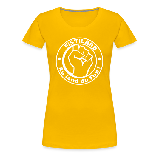 T-shirt Femme Jaune FISTILAND Logo Circulaire Blanc - jaune soleil