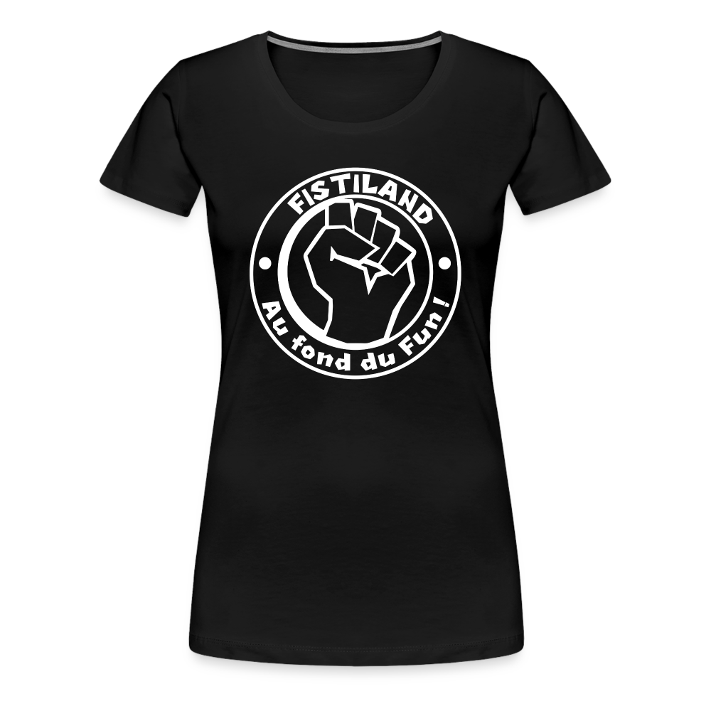 T-shirt Femme Noir FISTILAND Logo Circulaire Blanc - noir