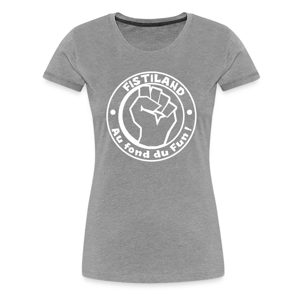 T-shirt Femme Gris Chiné FISTILAND Logo Circulaire Blanc - gris chiné