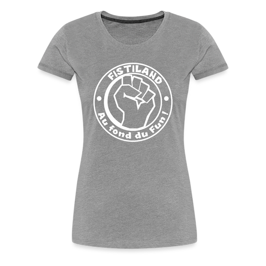 T-shirt Femme Gris Chiné FISTILAND Logo Circulaire Blanc - gris chiné