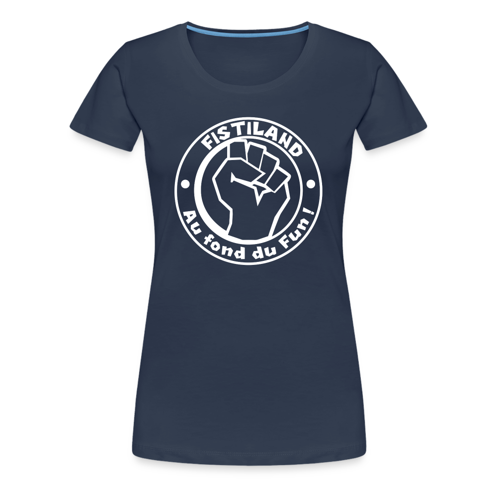 T-shirt Femme Bleu Marine FISTILAND Logo Circulaire Blanc - bleu marine