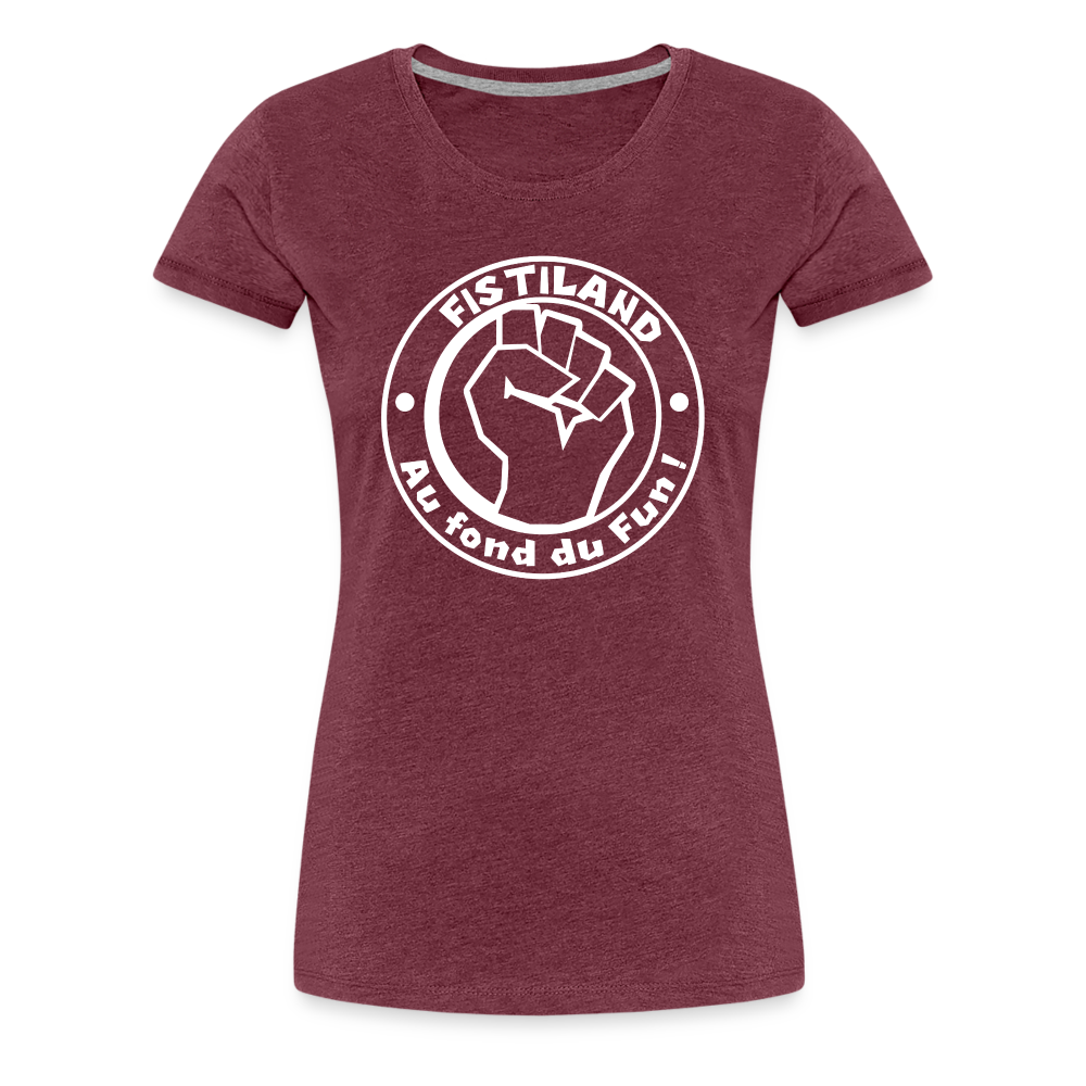 T-shirt Femme Rouge Bordeaux Chiné FISTILAND Logo Circulaire Blanc - rouge bordeaux chiné