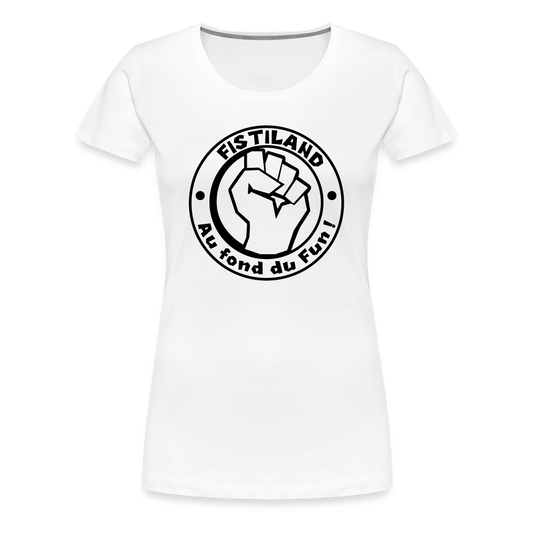 T-shirt Femme Blanc FISTILAND Logo Circulaire Noir - blanc