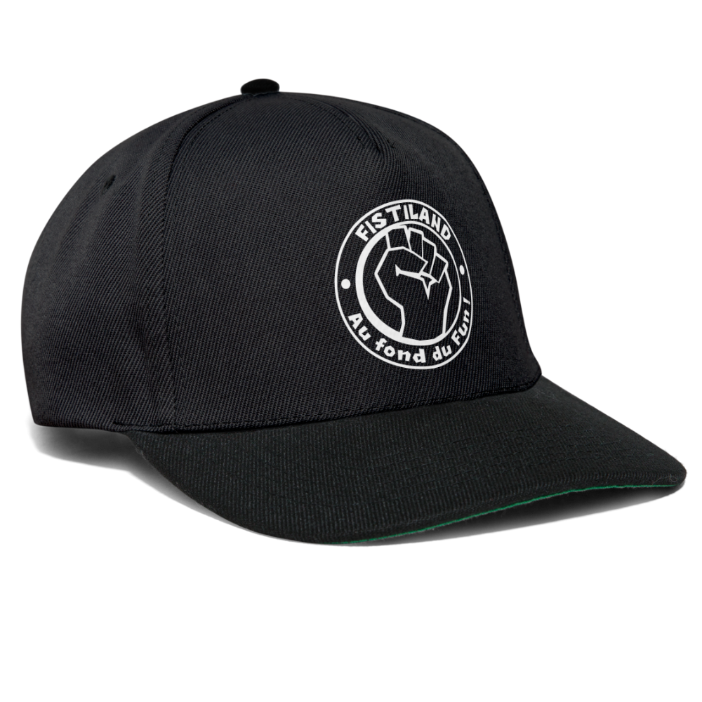 Casquette Snapback Noire FISTILAND Logo Circulaire Blanc - noir/noir