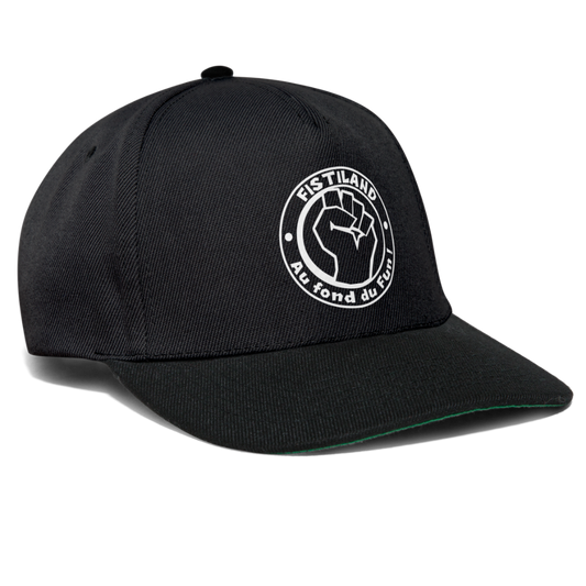 Casquette Snapback Noire FISTILAND Logo Circulaire Blanc - noir/noir