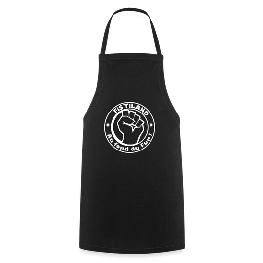 Tablier De Cuisine Noir FISTILAND Logo Circulaire Blanc - noir